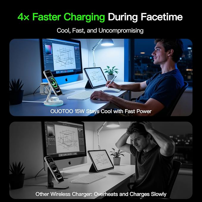 【Adjustable Blue Ambient Light】 Wireless Charger 3 in 1 - Image 4