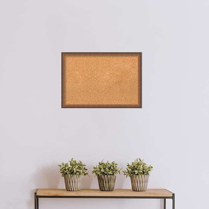 Amanti Art Natural Cork Board for Wall, 18x26 Vision Board with Bronze Frame, Medium Corkboard Office Decor for Home Organization, Modern Corkboard Pinboard to Display Items for Home Organization in-DeskLoop Office