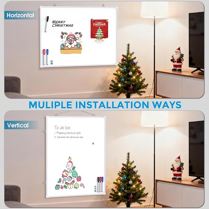 MaxGear White Board for Wall, Includes 3 Dry Erase Markers 4 magnets Double - Image 4