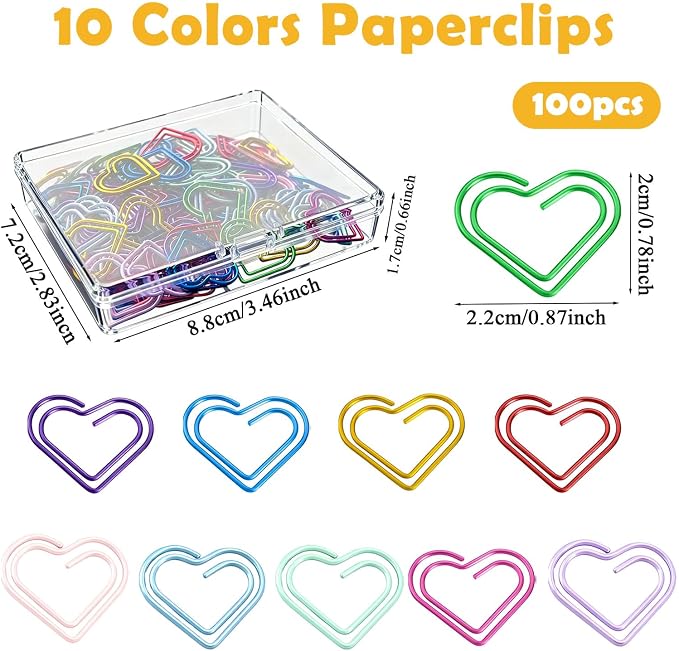 100 Pcs Cute Paper Clips Colorful Rustproof Mental Small Paperclips - Image 2
