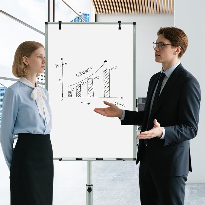 Goplus 40” x 26” Rolling Whiteboard, Height Adjustable Magnetic Dry Erase Board - Image 7