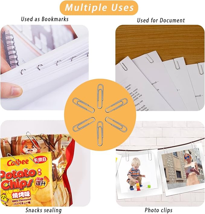 220pcs Silver Paper Clips, Medium and Jumbo Size Office Paperclips - - Image 6