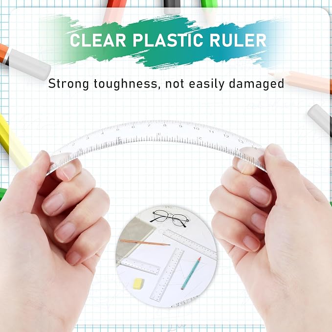 3 Pack 6 Inch Ruler Set Plastic Straight Ruler Transparent Measuring Tool - Image 4