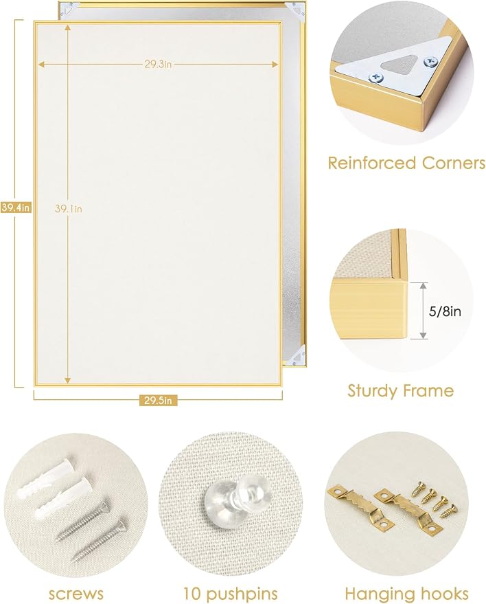 Lightomorrow Bulletin Board 40 x 30 inches, Oatmeal White Pin Board - Image 6