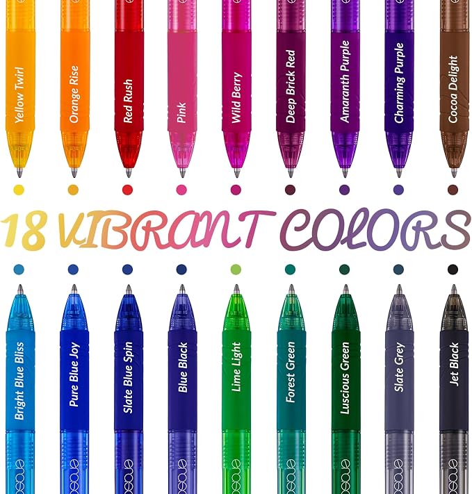 ParKoo 18 Colors Retractable Erasable Gel Pens Clicker, Fine Point 0.7mm - Image 5