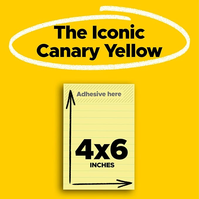 Post-it Notes, 4 x 6 in, The Iconic Canary Yellow Note, 5 Lined Pads | School - Image 2