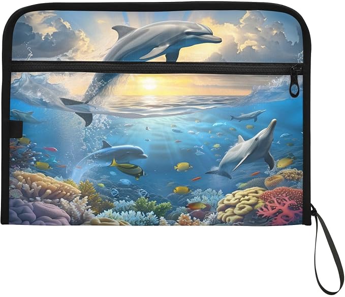Expanding File Folder Dolphins Nautical Ocean Accordion File Organizer 13 - Image 7