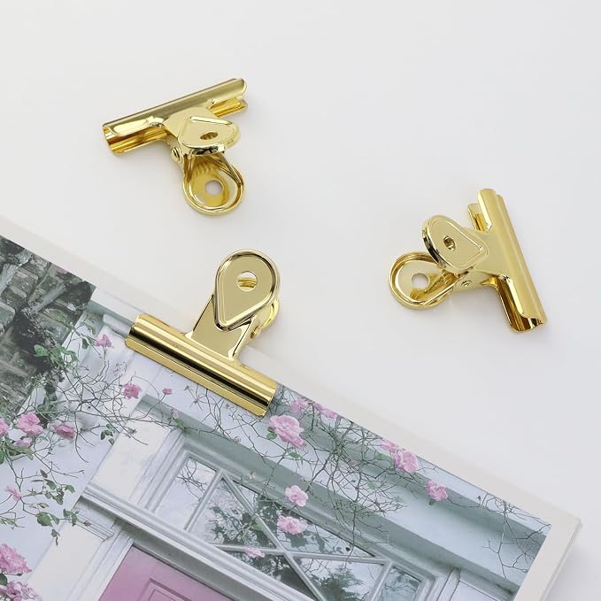 Xiaoyztan Mini Clips, 40mm Wide Gold Bulldog Clips Paper Clip Binder Bull Clip - Image 5