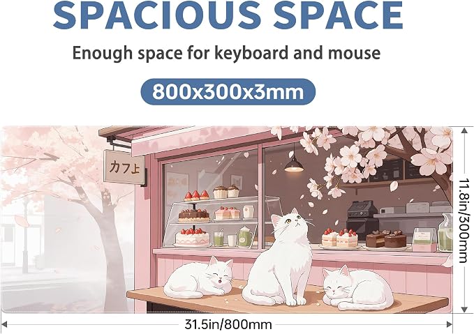 Pink Cute Cat Gaming Mouse Pad Large Desk Mat Extended Keyboard Mouse Pad Anime - Image 2