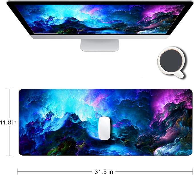 Gaming Mouse Pad, Large Non-Slip Rubber Base Mousepad, Keyboard Mouse Mat - Image 2