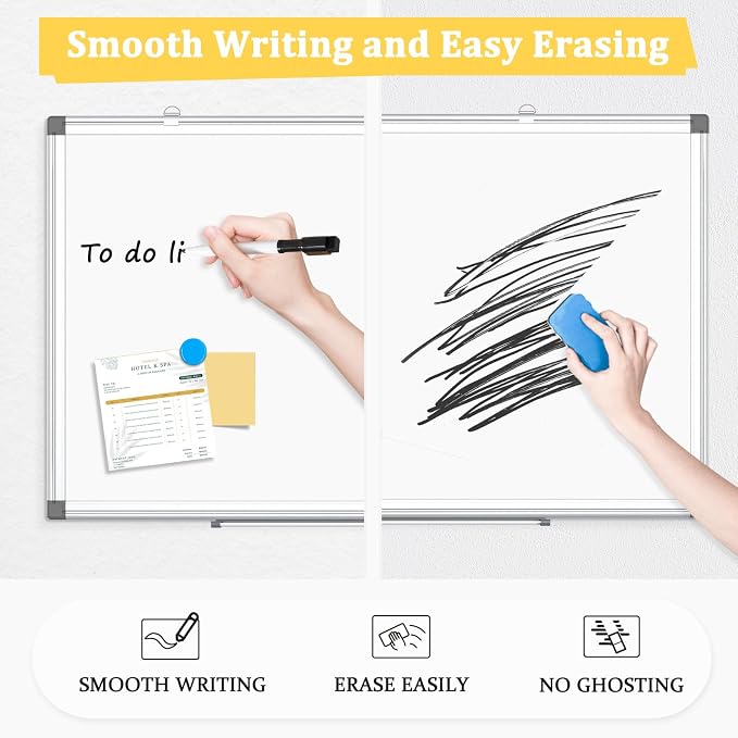 Double-Sided Magnetic Aluminum Frame Whiteboard, Hanging Mounting White Board - Image 4