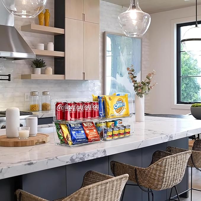 Sorbus Stackable Storage Bins Open Front - Clear Stackable Storage Bins - Pantry Bins for Storage and Organization - Acrylic Stackable Bins for Kitchen - Clear Pantry Organizer Bins (Small 4 Pack)-DeskLoop Office