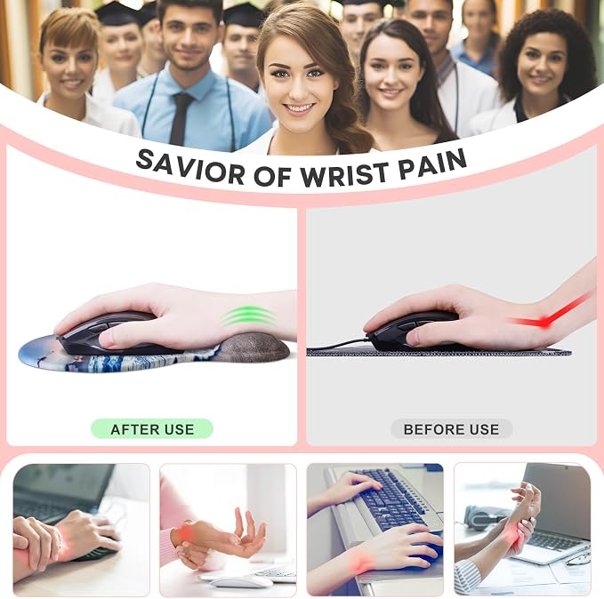 JIKIOU Mouse Pad, 2 Pack Ergonomic Mouse Pads - Image 3