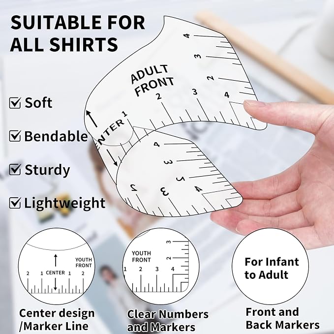 12pcs Tshirt Ruler Guide for Vinyl Alignment, T Shirt Measurement Accessories - Image 2