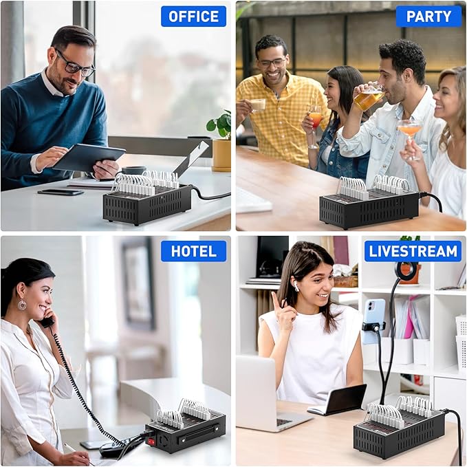 250W Desktop Charging Station, 30 USB A + 20 USB C, Multi Port Charging Station for Phones, Tablets, Watches, and More [Lcoco&Dream]-DeskLoop Office