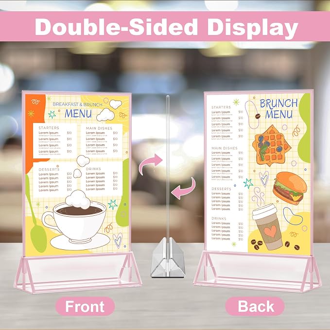 EHWINE 12 Pack Acrylic Sign Holder 4 x 6, Double-Sided Stand up Table Top Sign - Image 3