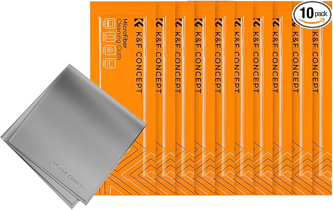 K&F Concept 10 Pack Microfiber Cleaning Cloths - Glasses Cloth for Cleaning Camera Lenses, Glasses, Screens, Cameras, Eyeglasses, LCD TV Screens, Tablets Washable-DeskLoop Office