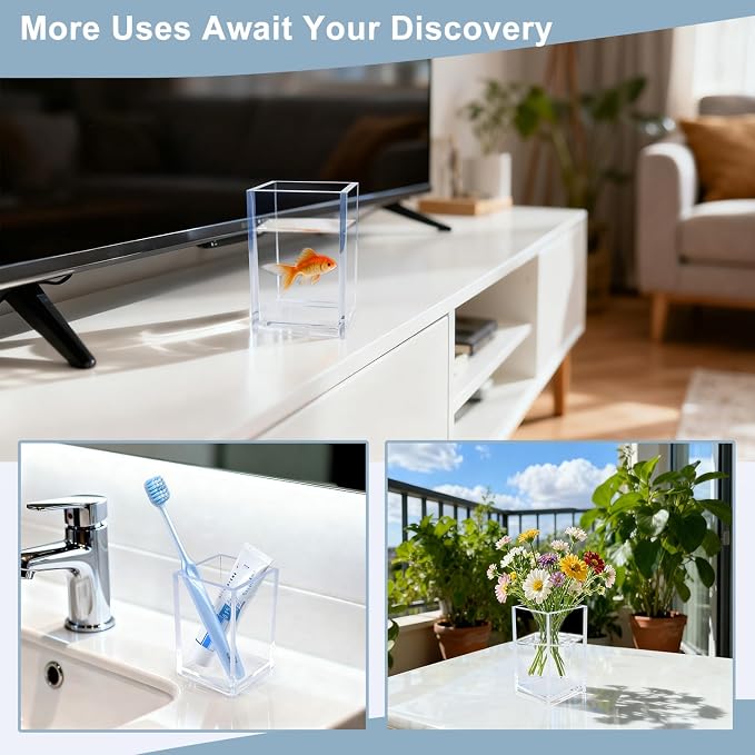 20 Pack Clear Acrylic Pen Holders, Bulk Pencil Cup Desk Organizers | Bulk Clear - Image 7