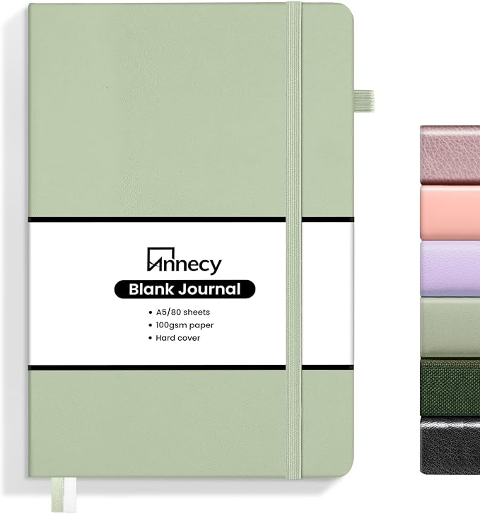 Annecy Blank Journal Notebook, Medium 5.5x 8.25, 160 Pages 100GSM Writing Paper by Annecy