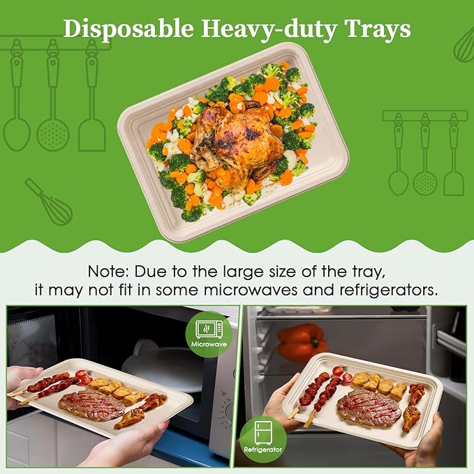 ECOLipak 50 Pack 14 Inch Disposable Food Crawfish Trays, Compostable Large - Image 4