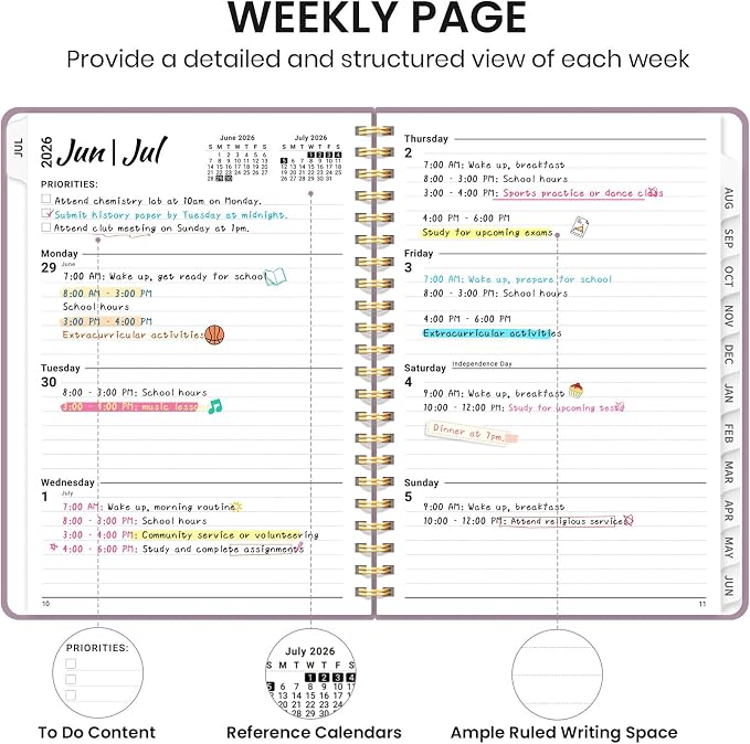 Planner 2026-2027 for Women & Men, Academic Monthly and Weekly Calendar Planner - Image 3