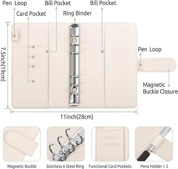 SKYDUE Budget Binder with 8pcs Zipper Envelopes, Money Organizer - Image 6