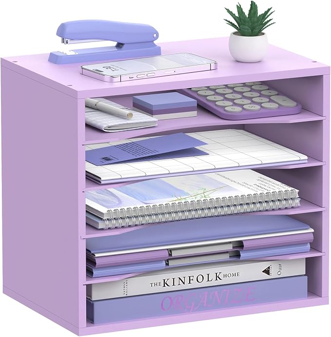 SHARKWOODS 5-Tier Wood Desk Organizer, Paper Tray Organizer by SHARKWOODS