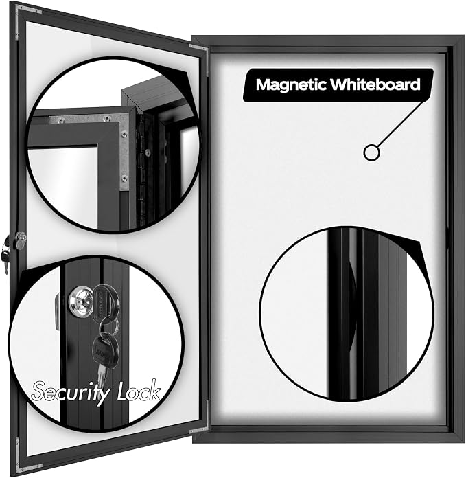 INNOVART Enclosed Bulletin Board 36”x24”, Lockable Dry Erase Noticeboard - Image 5