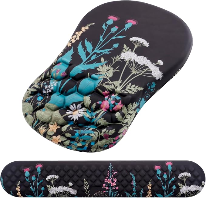 Mouse Pad Wrist Support, Laokiiy 2 in1 Keyboard Wrist Rest+ Ergonomic Mouse Pad by Laokiiy