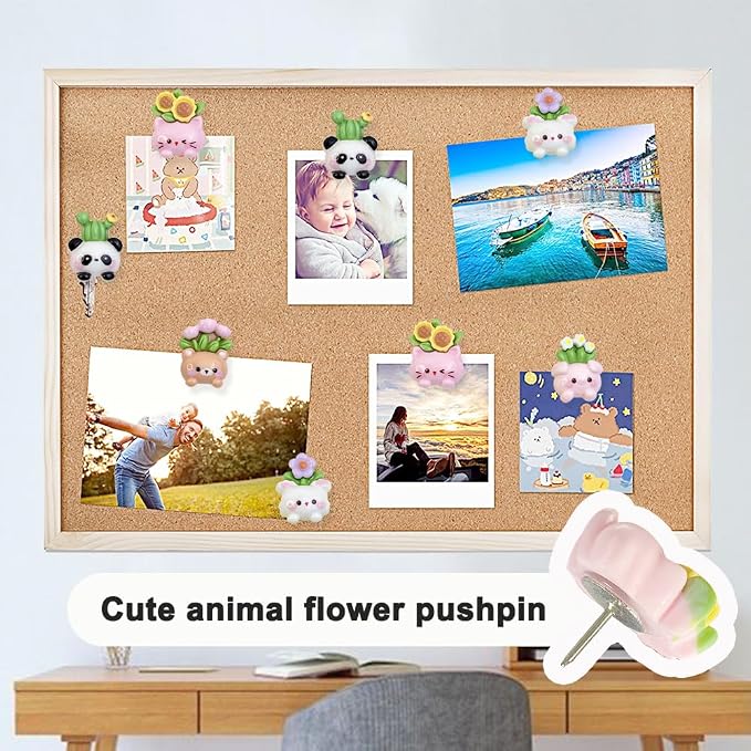 50 Pcs Animal Push Pins Cute Mini Decorative Pins Succulent Plants Colorful - Image 4