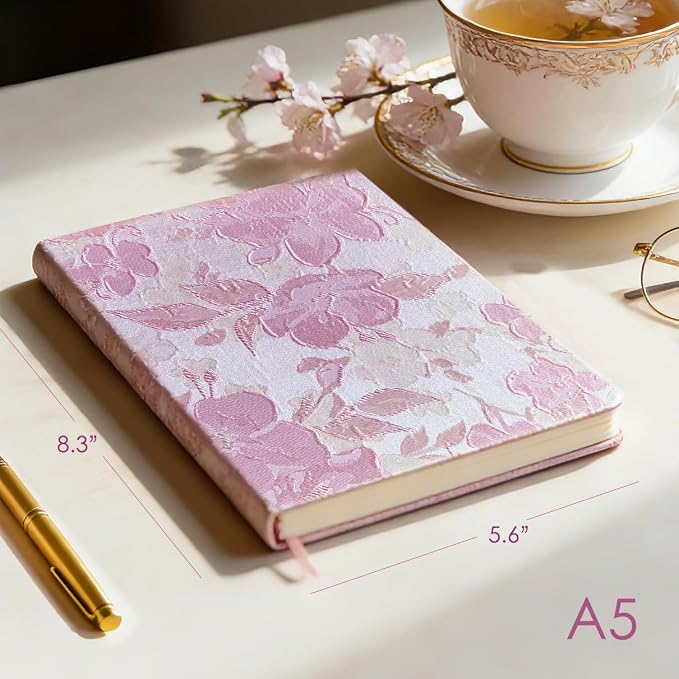 Pink Notebook, Ruled Journal, Embroidered Flower Journal, Beautiful Journal - Image 3