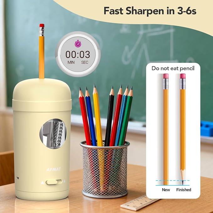 AFMAT Electric Pencil Sharpener, Fully Automatic Pencil Sharpener - Image 7