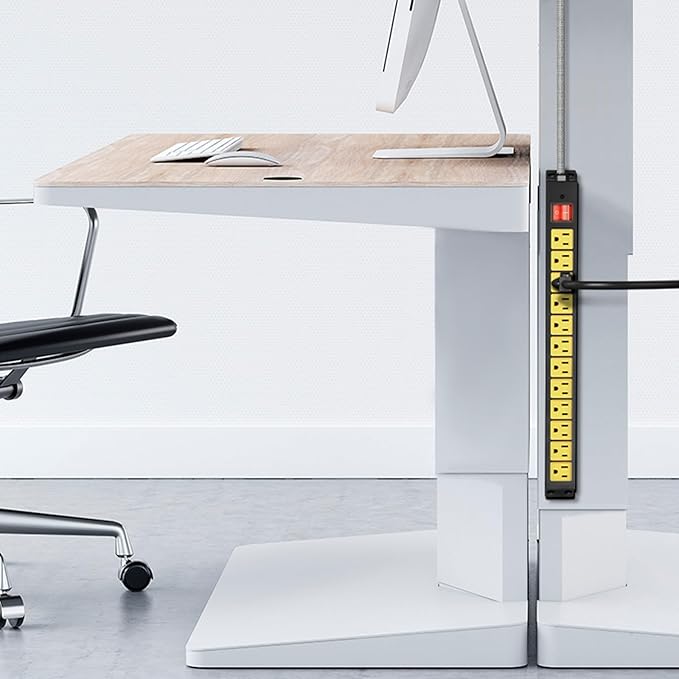 12 Outlet Heavy Duty Power Strip with 15A Circuit Breaker,Metal Wall Mount Power Strip for Garage Workshop Industrial 1200J 15A 125V 1875W 6ft Cord-DeskLoop Office