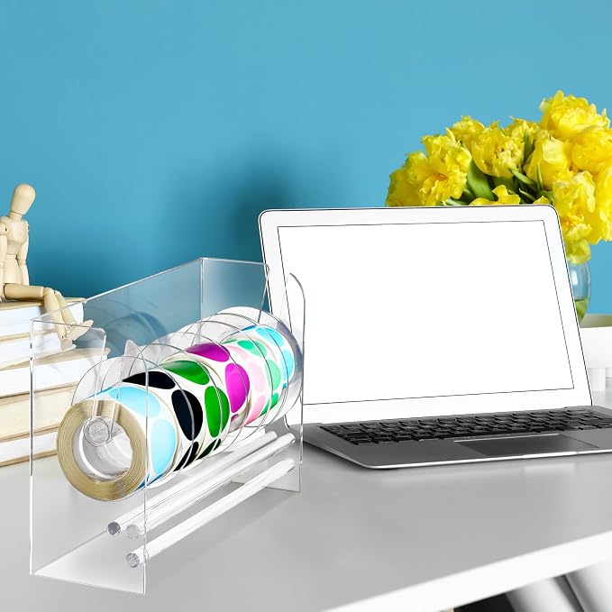 Qilery Adjustable Label Dispenser Acrylic Roll Sticker Dispenser Sticker Holder - Image 7