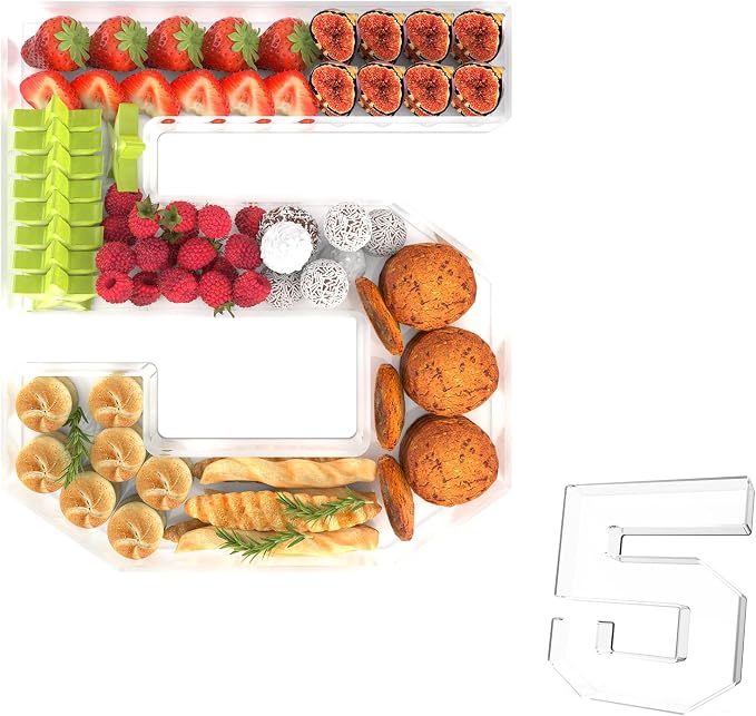 13.8" Acrylic Number Charcuterie Tray, Fillable Number Charcuterie Box by Tdsuco