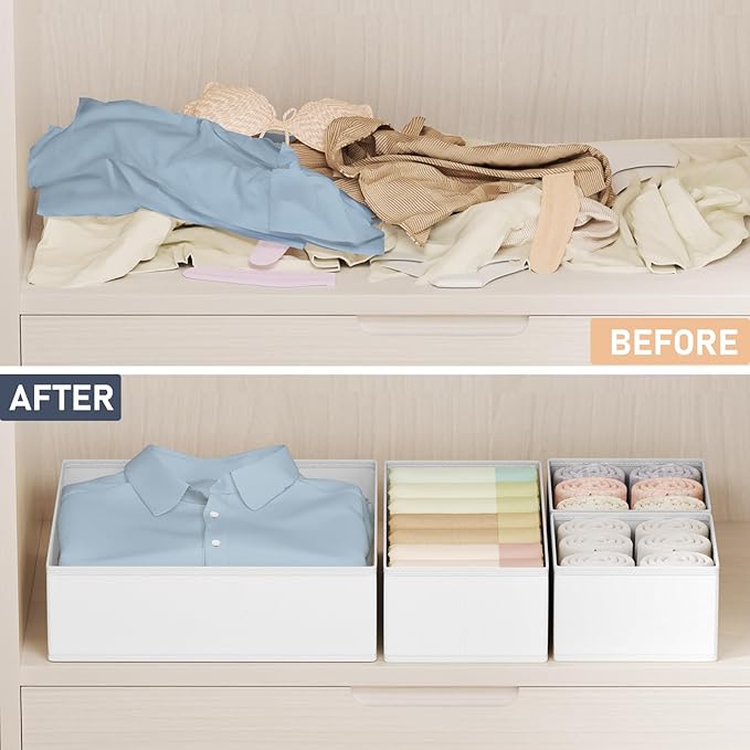 DIMJ Drawer Organizer Clothes Storage - 24 Pack Baby Dresser Organizer for Nursery, Small Fabric Closet Drawer Organizer Bins for Underwears Socks, Foldable Storage Dividers Organization for Bedroom-DeskLoop Office