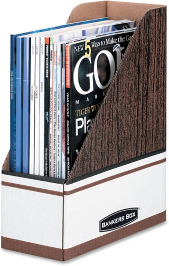 Bankers Box Magazine File Holders, Oversized Letter, Wood Grain, 12 Pack by BankersBox