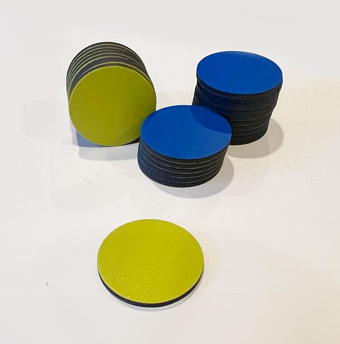 25-Pack Double-Sided Yellow/Blue Flip Magnet - 1" Diameter, Go/Attention Reversible Indicator, Ideal for Organizational Efficiency on Steel Surfaces-DeskLoop Office