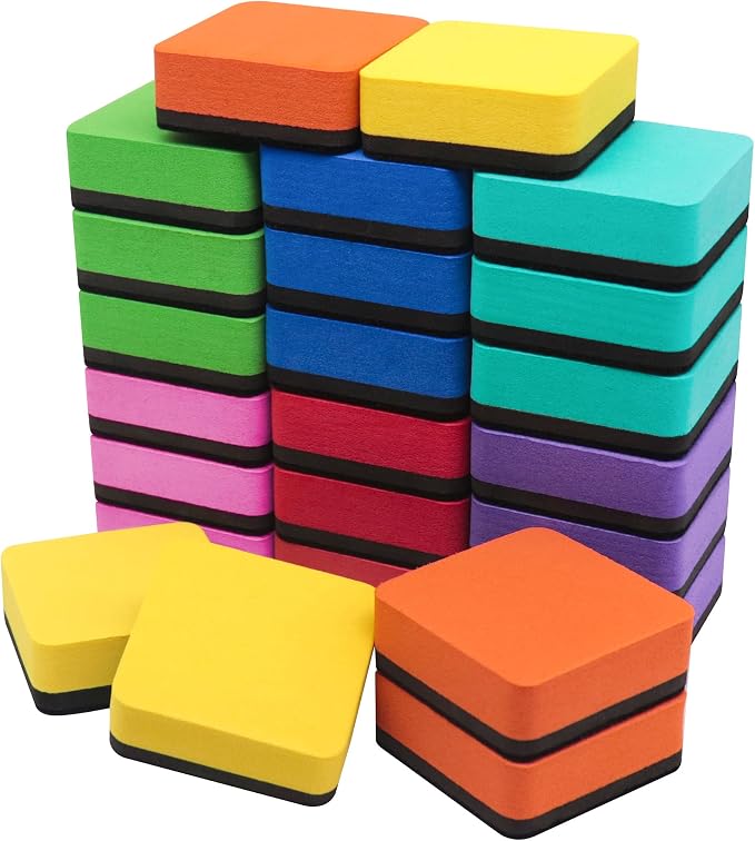 Dry Erase Erasers, IHPUKIDI 24 Pack Magnetic Whiteboard Dry Eraser Chalkboard by IHPUKIDI