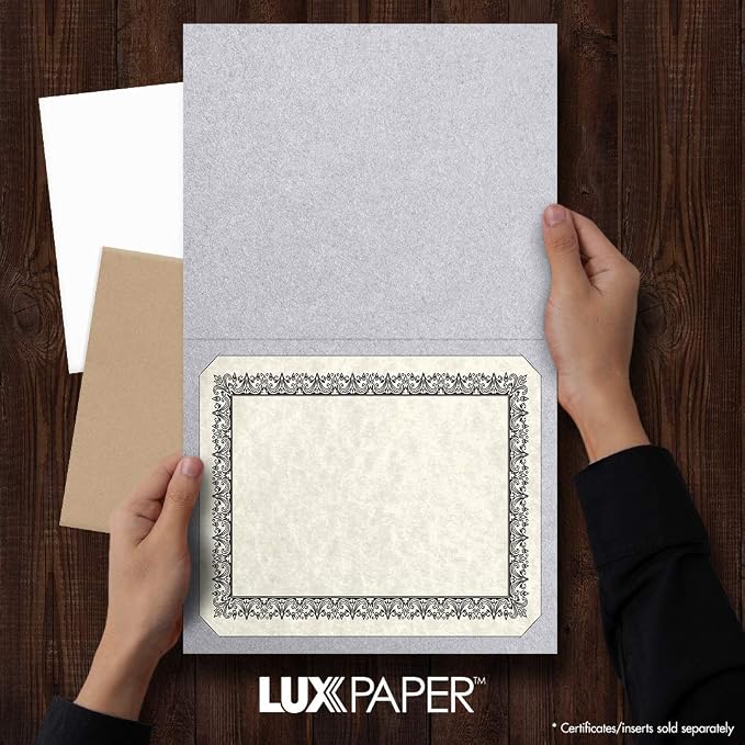 LUXPaper 9.5" x 12" Certificate Holders | Silver Metallic | 105lb. Cover | 100 - Image 3