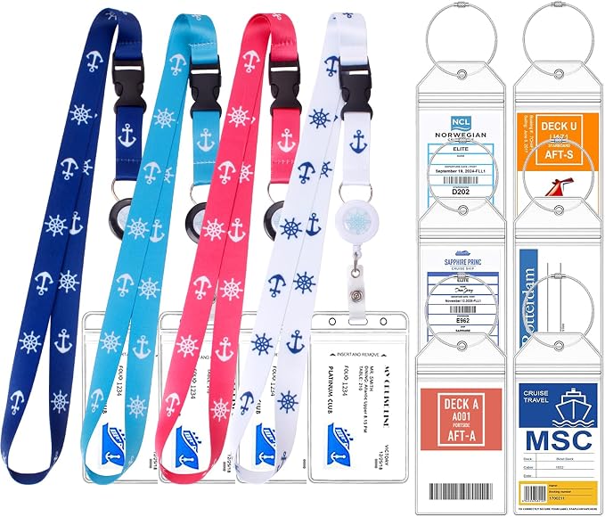 4 Retractable Lanyards with 6 Luggage Tag Holders, Zip Seal Clear Luggage Tag & by ZHEMEILU