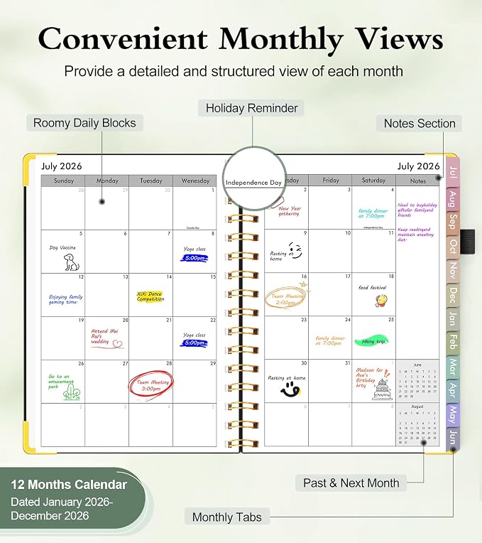 Academic Planner 2026-2027, Hardcover Weekly and Monthly Calendar Planner from - Image 2
