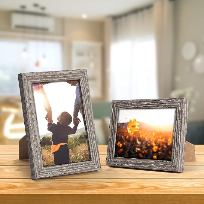 Giftgarden 4x6 Picture Frame Distressed Grey, 4 by 6 Rustic Wood-grain Gray - Image 2