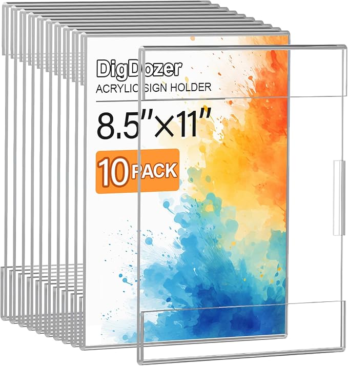 10 Pcs Acrylic Sign Holder 8.5 x 11, Dual-Purpose Wall Mount Sign Holders by Unknown