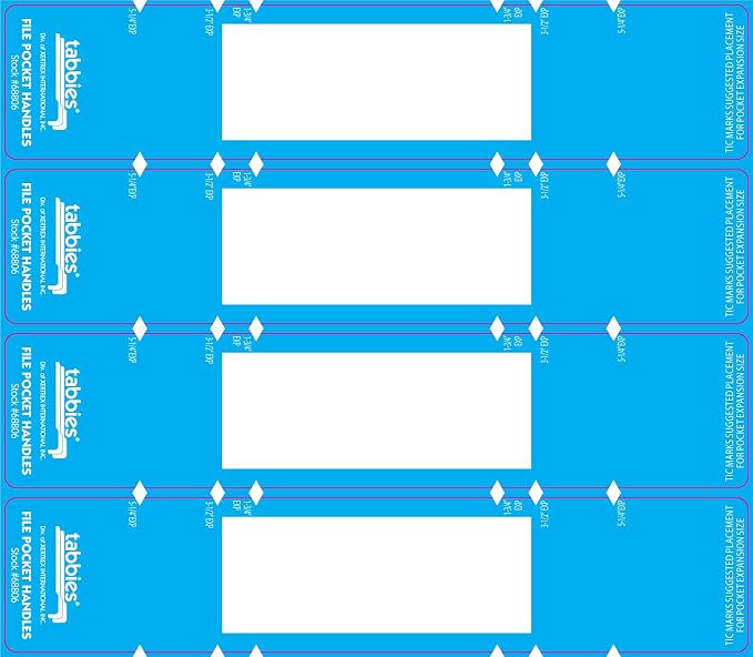 Tabbies 9-5/8 x 2 Inches File Pocket Handles, Light Blue/White, 48 per Pack by Tabbies