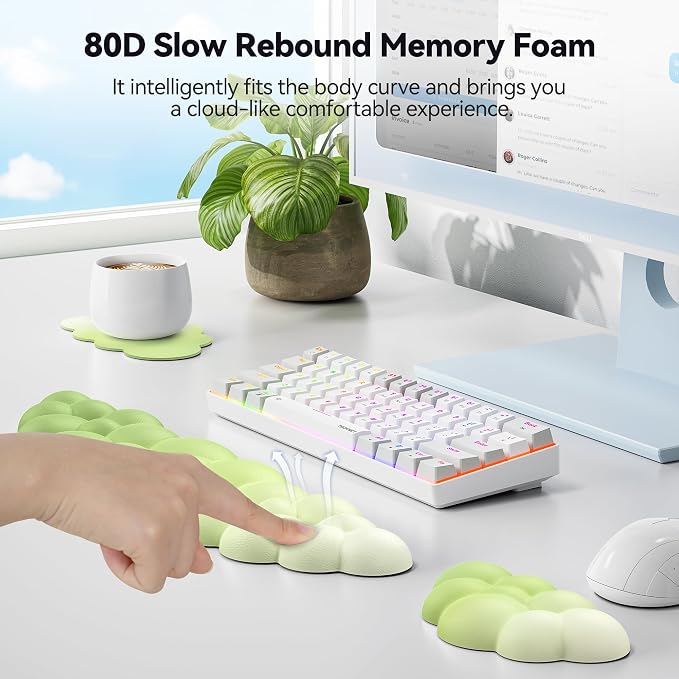 TECKNET Cloud Keyboard Wrist Rest Set, Cloud Wrist Rest - Image 4