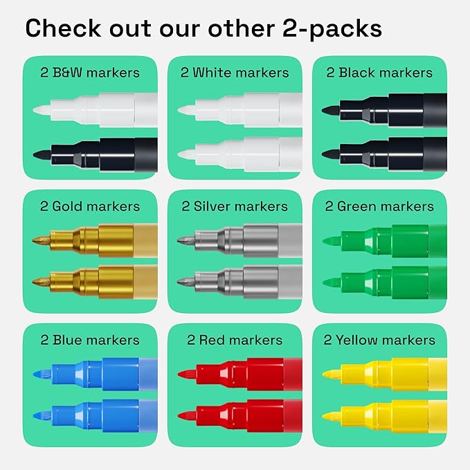 ARTISTRO 2 Black & White Acrylic Paint Markers - Image 6