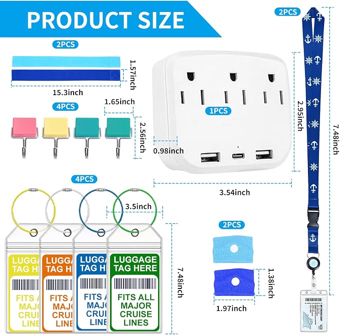 15 Pcs Cruise Essentials Accessories Kit Must Haves Set Include Non-Surge Power - Image 2
