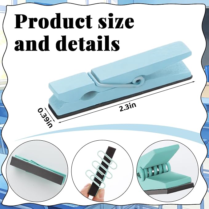 Ctosree 48 Pcs Classroom Magnetic Wooden Clips - Image 2