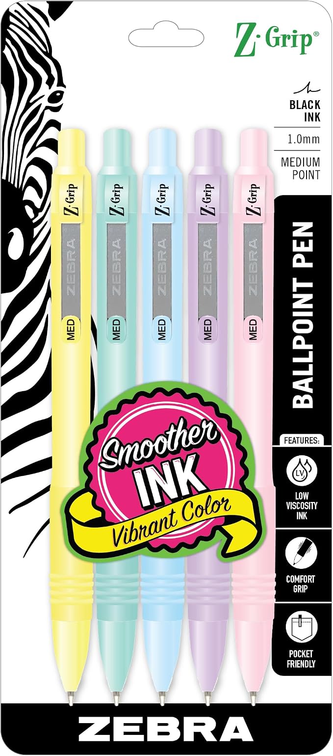 Zebra Pen Z-Grip Pastel Retractable Ballpoint Pen, 1.0mm Medium Point, - Image 2